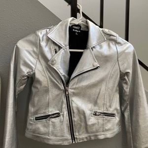 EUC Kidpik Girls Size 6/7 Silver Moto Jacket